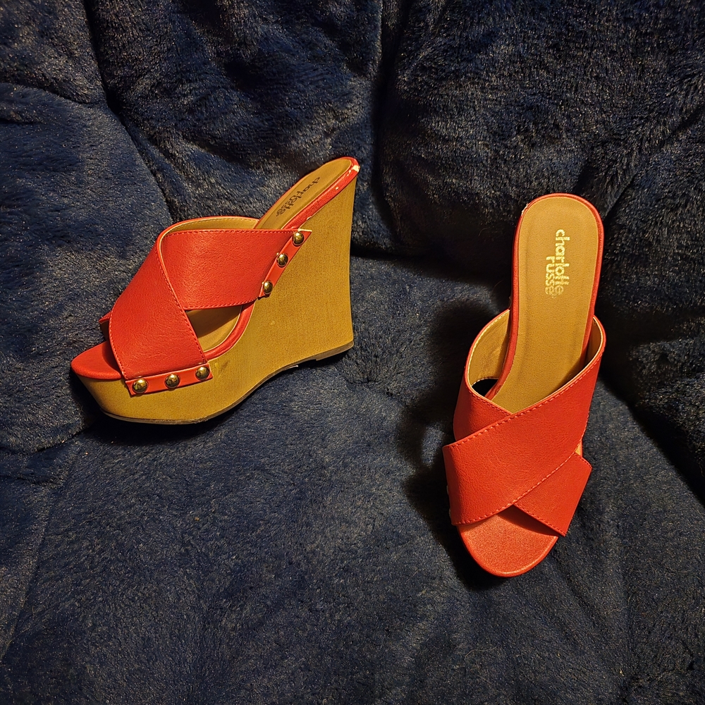 Chic Red Wedge Sandals by Charlotte Russe